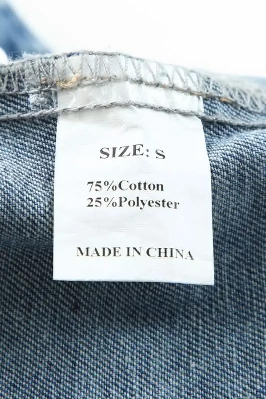 Geometric Print Frayed Hem Denim Jacket - Love Salve